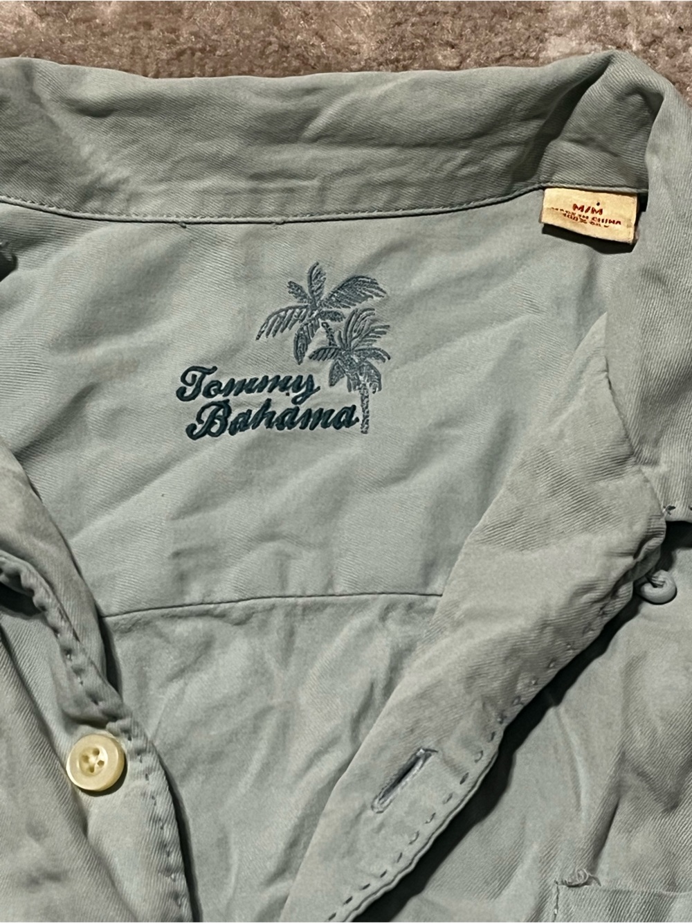 Tommy Bahama Men's Silk Shirt Medium Short Sleeve Button Up Solid Green